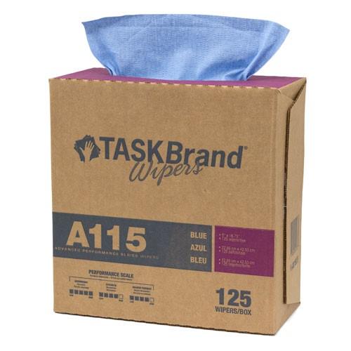 Mutual Blue Task Brand Creped Sontara Substrate Wipe, Dispenser Box of 125